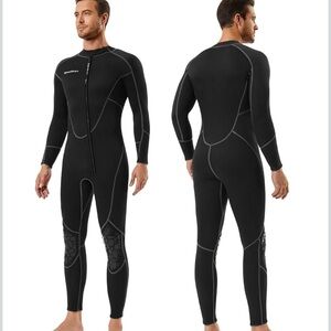 Mens Black Full-Body Wetsuit with Front Zip